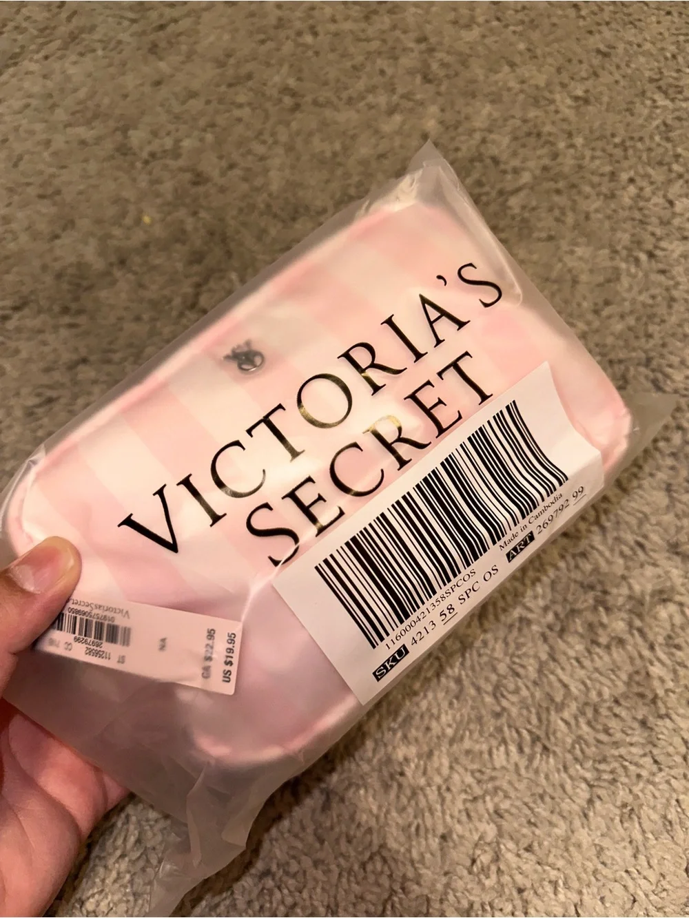 Victoria's Secret Pink Stripe Cosmetic Pouch 🤍💗